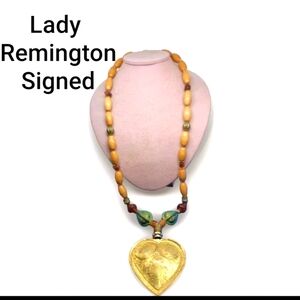 Lady Remington Gold and Green Beaded Necklace